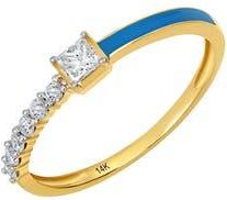 Carriere Jewelry Diamond & Dark Blue Enamel Ring - 0.3ct. in 14K Yellow Gold/Blue at Nordstrom Rack, Size 7.5