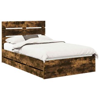 vidaXL Estructura De Cama Roble Ahumado 135 X 190 Cm Madera Ingenieril Vidaxl