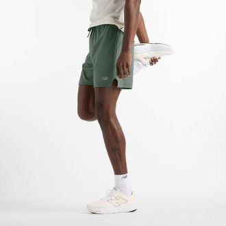 New Balance Uomo RC Short 7 in Verde, Politessuto, Taglia XL