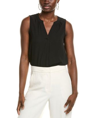 T Tahari Split Neck Blouse