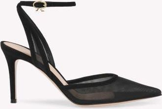 Gianvito Rossi Dorotea DOrsay 85 Ankle Pump in Black Fabric at Nordstrom, Size 37.5