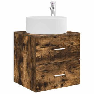 vidaXL Vanidad Con Lavabo De Pared Roble Ahumado 49,5 X 44,5 X 65,5 Cm Vidaxl