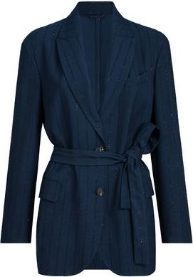 Brunello Cucinelli Dazzling chalk stripe blazer in Blue at Nordstrom, Size 48 It