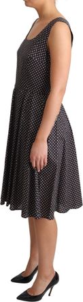 Dolce & Gabbana Womens Black Floral Cotton A-Line Stretch Dress