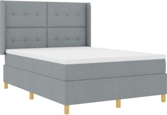 vidaXL Box Spring Bed with Mattress Light grey 140 x 190 cm Fabric vidaXL