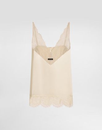 Dolce & Gabbana Silk Satin Top - Woman Shirts And Tops Beige Silk 36