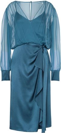 Alberta Ferretti sheer-overlay midi dress - women - Silk - 46 - Green