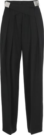 The Attico Black Virgin Wool Belted Palazzo Pants