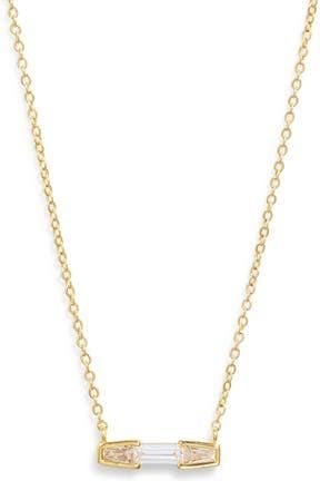 Nordstrom Cubic Zirconia Pendant Necklace in Clear- Gold at Nordstrom Rack