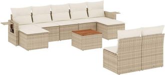 vidaXL Juego De Sof&aacute;s Jard&iacute;n Con Cojines Beige 10 Pzas Rat&aacute;n Sint&eacute;tico Vidaxl