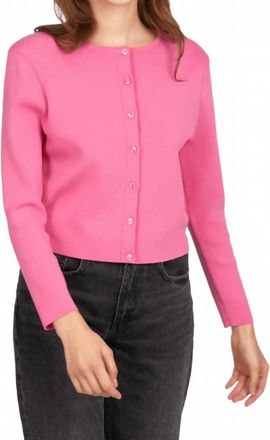 525 america Eva Cropped Crewneck Cardigan In Shocking Pink