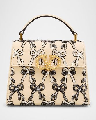 Valentino Garavani VSLING Mini Bow Sequined Top-Handle Bag