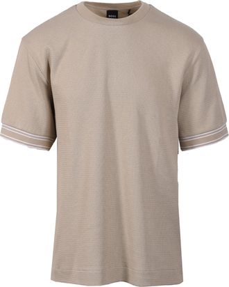 HUGO BOSS Mens TIGERMAN T-SHIRT OPEN BEIGE Cotton - Size X-Large