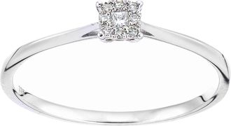 Jewelco London 9ct White Gold Princess Diamond Diamond Faux Solitaire Ring - PR2AXL0432W