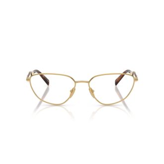 Prada Metal Frame Gold Finish Aviator-Inspired Eyeglasses