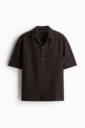 H&M Freizeithemd mit Struktur in Regular Fit - Dunkelbraun