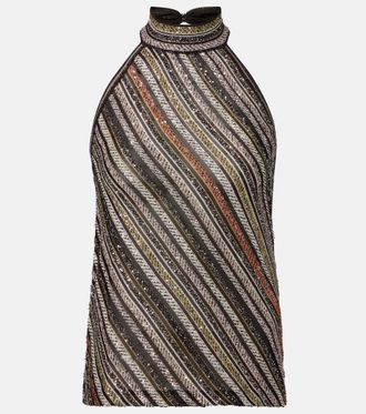 Missoni Striped sequined halterneck top