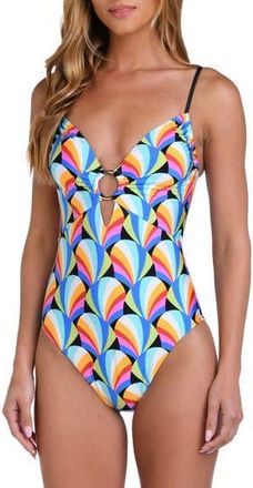 Sunshine 79 Hang Loose O-Ring One-Piece Swimsuit in White Multi at Nordstrom Rack, Size 10