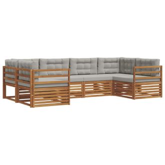 vidaXL Conjunto De Sof&aacute;s De Exterior 6 Pcs Gris Natural Y Claro Vidaxl
