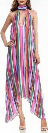 Badgley Mischka Stripe Shark-Bite Hem Sundress in Green Multi at Nordstrom, Size 10