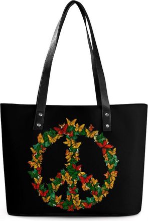 Generic Peace Sign Tote Bags for Women Cute Shoulder Purses Handbags