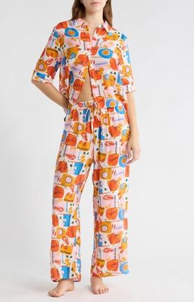 Abound Swim Cover-Up Shirt & Shorts in Abstract Multi at Nordstrom Rack, Size X-Large