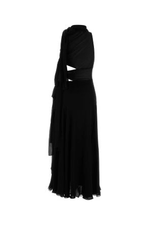 Alaia Womens Black Georgette Long Dress Noir Alaia Exterior: Viscose Abiti