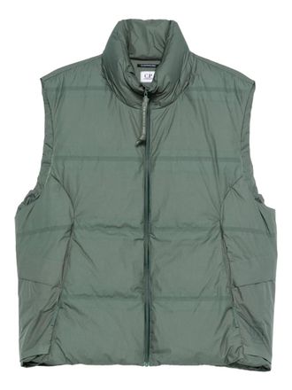 C.P. Company quilted high-neck vest - men - Polyurethane Resin/Polyamide/Duck Down/Feather/Polyamide - L - Green