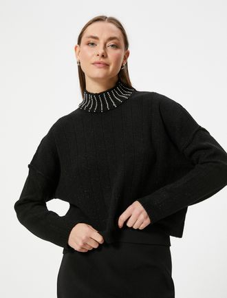 Koton TRUIEN Rechte kraag Met kralen Sweater