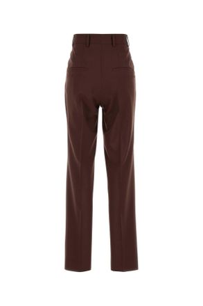 ARMARIUM Womens Chocolate Wool Celia Pant Brown Exterior: Virgin Pantaloni