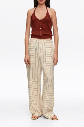Bimba & Lola Ocher Cotton Patchwork Jogger Trousers With Stripes in Mustard at Nordstrom, Size Large Eu