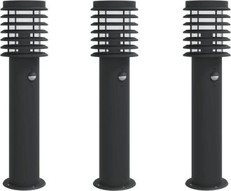 vidaXL Outdoor Floor Lamps with Sensors 3pcs Black 60 cm Stainless Steel Vidaxl
