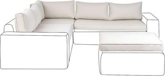 Beliani Conjunto De Fundas De Cojines De Jard&iacute;n Para Asiento Y Respaldo De Sof&aacute; Beige Palermo