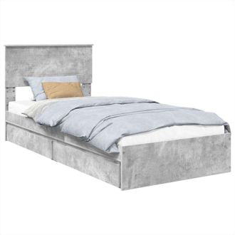 vidaXL Storage Bed Concrete Grey 90 x 200 cm Engineered Wood vidaXL