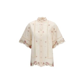 Zimmermann Beige Linen Pattern Womens Shirt