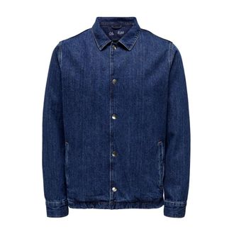 Only & Sons Only & Sons, Heren, Overhemden, Blauw, Maat: S Denim