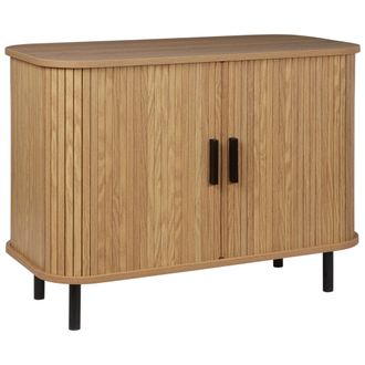 Beliani Aparador Retro Puertas Correderas Mdf Patas De Metal Madera Clara Bradley