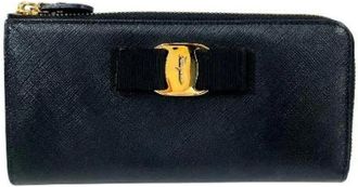 Ferragamo Pre-owned Wallets, female, Black, Size: ONE SIZE Pre-owned Vara Leather Long Wallet