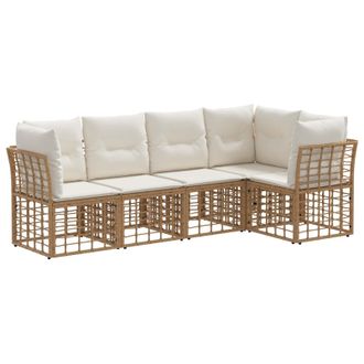 vidaXL Conjunto De Sof&aacute;s De Exterior Natural Poli&eacute;ster Vidaxl