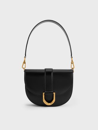 Charles & Keith Gabine Leather Saddle Bag