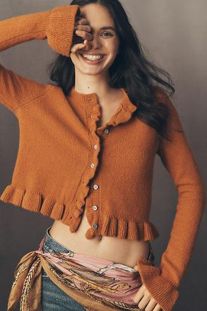 endless rose Ruffle-Trim Cardigan Sweater