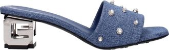 Givenchy Blauwe Stoffen Flatte Sandalen