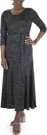 Nina Leonard Sylvia Belted Knit Midi Dress in Dark Grey at Nordstrom Rack, Size Medium