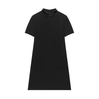 Courr&egrave;ges Minivestido de corte en A con cuello de vinilo - Dresses - Mujer - Negro - S