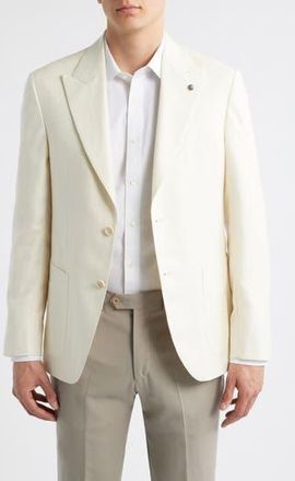 Jack Victor Marco Peak Lapel Wool & Silk Blend Herringbone Sport Coat in Ecru at Nordstrom Rack, Size 40 Regular