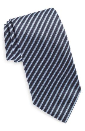 Ermenegildo Zegna Brera Ivy Stripe Silk Tie in Navy at Nordstrom