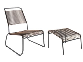 Schubiger M&ouml;bel Spaghetti-Kufen-Lounger-Hochlehner + Hocker S&auml;ntis