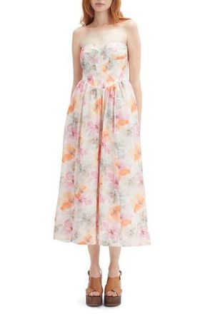 Bardot Lola Floral Strapless Corset Dress in Apricot Floral at Nordstrom Rack, Size 10
