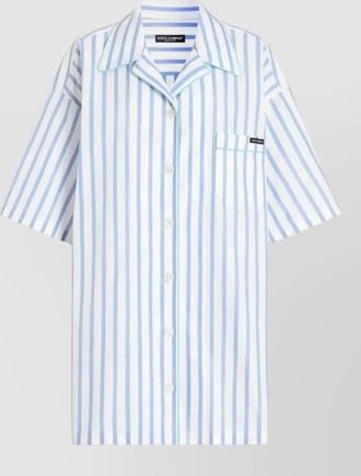 Dolce & Gabbana striped short sleeve shirt notch lapels pocket