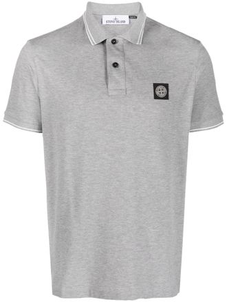 Stone Island Mens Compass Patch Logo Polo in Grey Cotton - Size 2XL